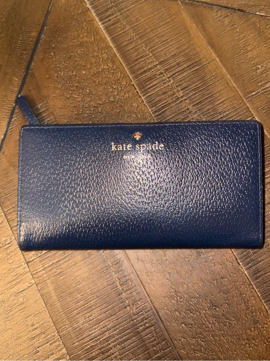 kate spade Handbags - Kate Spade New York Navy Pebbled Leather Snap Wallet Zip Around Coin Pocket